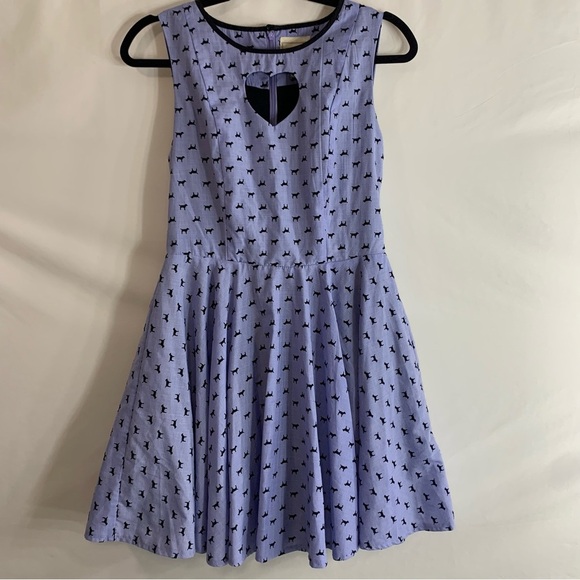 Ducks in a Row Purple Dog Print Heart Cutout Fit & Flare Dress, size S - Picture 14 of 14